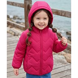 Babyhug Woven Winter Jacket with Full Sleeves - Pink