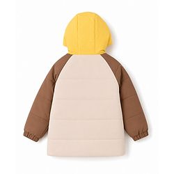 Babyhug Woven Hooded Jackets with Full Sleeves - Light Brown