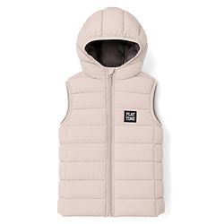 Babyhug Woven Sleeveless Jacket with Hood & Play Time Patch - Ivory