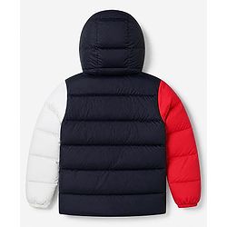 Babyhug Woven Full Sleeves Hooded Padded Winter Jacket With Boat Embroidery - Navy Blue