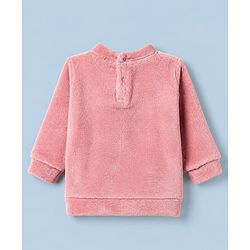 Babyhug Fur Woven Full Sleeves Winter Wear Suit With Bear Patch - Pink
