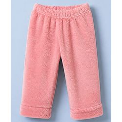 Babyhug Fur Woven Full Sleeves Winter Wear Suit With Bear Patch - Pink