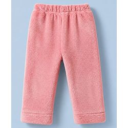 Babyhug Fur Woven Full Sleeves Winter Wear Suit With Bear Patch - Pink
