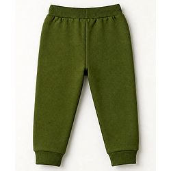 Babyhug 100% Cotton Looper Knit Full Length Lounge Pant With Heart Embellishment - Olive Green