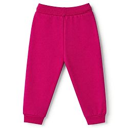Babyhug Cotton Looper Knit Full Length Lounge Pants With Butterfly Sequin - Dark Pink