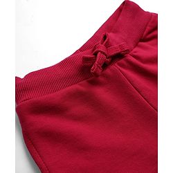 Babyhug Cotton Looper Knit Full Length Lounge Pants With Butterfly Sequin - Dark Pink