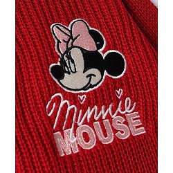Babyhug Disney 100% Cotton Knit Full Sleeves Sweater Set with Minnie Mouse Detailing - Maroon