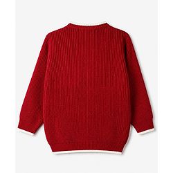 Babyhug Disney 100% Cotton Knit Full Sleeves Sweater Set with Minnie Mouse Detailing - Maroon