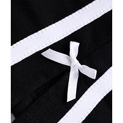 Babyhug 100% Cotton Looper Knit Full Length Lounge Pant With Tape Detailing & Bow Applique - Black