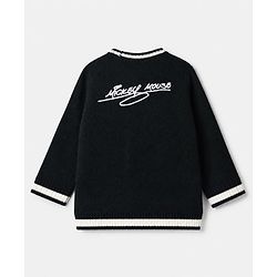 Babyhug Disney 100% Cotton Knit Sweater Sets With Full Sleeves And Mickey Mouse Patch - Black