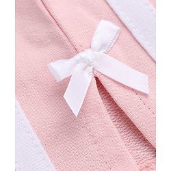 Babyhug 100% Cotton Looper Knit Full Length Lounge Pant With Tape Detailing & Bow Applique - Pink