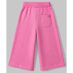 Babyhug Cotton Knit Full Length Lounge Pant with Ankle Length and Bonjour Paris Print in Pink