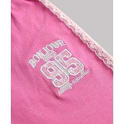 Babyhug Cotton Knit Full Length Lounge Pant with Ankle Length and Bonjour Paris Print in Pink