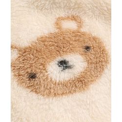 Babyhug Fur Woven Full Sleeves Hooded Winter Wear Romper With Teddy Bear Design - Cream & Brown
