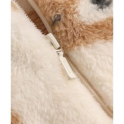 Babyhug Fur Woven Full Sleeves Hooded Winter Wear Romper With Teddy Bear Design - Cream & Brown
