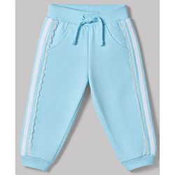 Babyhug 100% Cotton Looper Knit Jogger Fit Full Length Lounge Pant With Tape Detailing Light/Sky Blue