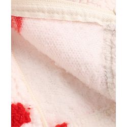 Babyhug Fur Woven Front Open Full Sleeves Hooded T-Shirt and Leggings with Cherry Print - Red & White