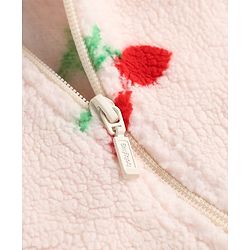 Babyhug Fur Woven Front Open Full Sleeves Hooded T-Shirt and Leggings with Cherry Print - Red & White