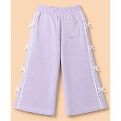 Babyhug 100% Cotton Looper Knit Full Length Lounge Pant with Bow Lace - Lavender
