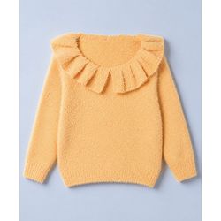 Babyhug Knit Solid Pullover With Extra Soft Hairy Eyelash Yarn - Yellow
