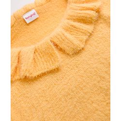 Babyhug Knit Solid Pullover With Extra Soft Hairy Eyelash Yarn - Yellow