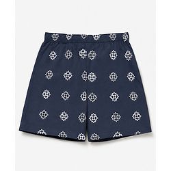 Babyhug Cotton Poplin Woven Above Knee Length Boxers With Floral Print Pack of 3 - Navy Blue, Light Blue & Grey