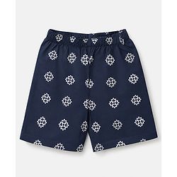 Babyhug Cotton Poplin Woven Above Knee Length Boxers With Floral Print Pack of 3 - Navy Blue, Light Blue & Grey