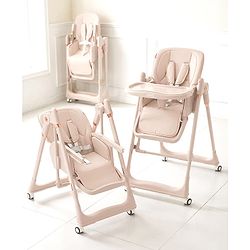 Babyhug Smart 3-in-1 High Chair with Baby Swing - Beige| Adjustable Height| Dual Feeding Tray| Reclining Backrest & Footrest| 5-Point Safety Harness| Foldable Feeding Chair