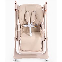 Babyhug Smart 3-in-1 High Chair with Baby Swing - Beige| Adjustable Height| Dual Feeding Tray| Reclining Backrest & Footrest| 5-Point Safety Harness| Foldable Feeding Chair