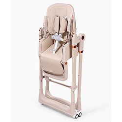 Babyhug Smart 3-in-1 High Chair with Baby Swing - Beige| Adjustable Height| Dual Feeding Tray| Reclining Backrest & Footrest| 5-Point Safety Harness| Foldable Feeding Chair