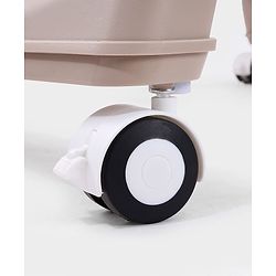 Babyhug Smart 3-in-1 High Chair with Baby Swing - Beige| Adjustable Height| Dual Feeding Tray| Reclining Backrest & Footrest| 5-Point Safety Harness| Foldable Feeding Chair