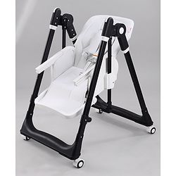 Babyhug Smart 3-in-1 High Chair with Swing for Baby, Adjustable Height, Dual Tray, Reclinable Backrest & Footrest Feeding Chair