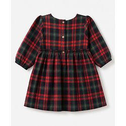 Babyhug Cotton Woven Full Sleeves Frock with Leggings and Checks Print - Red