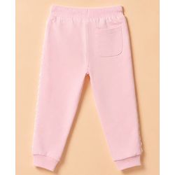 Babyhug 100% Cotton Looper Knit Full Length Lounge and Track Pant With Lace Detailing - Pink
