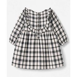 Babyhug Cotton Woven Full Sleeves Frock with Leggings and Checks Print - White