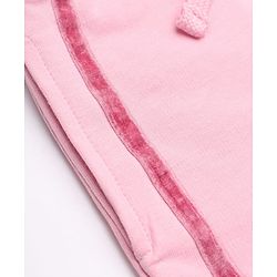 Babyhug Cotton Mix Knit Full Length Lounge Pants with Bow Applique in Pink