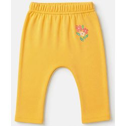 Babyhug Cotton Interlock Knit Diaper Leggings With Floral Print Pack of 3 - Red & Yellow