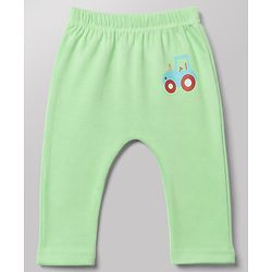 Babyhug Cotton Knit Lull Length Striped Diaper Leggings with Tractor & Elephant Lion Koala Crocodile Print Pack of 3 - Light Orange, White, Light Green