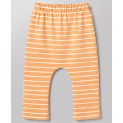 Babyhug Cotton Knit Lull Length Striped Diaper Leggings with Tractor & Elephant Lion Koala Crocodile Print Pack of 3 - Light Orange, White, Light Green