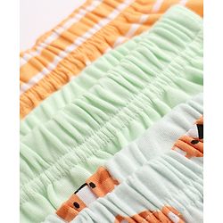 Babyhug Cotton Knit Full Length Diaper Leggings With Animal Print Pack of 3 - Green Blue & Orange