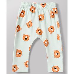 Babyhug Cotton Knit Full Length Diaper Leggings With Animal Print Pack of 3 - Green Blue & Orange