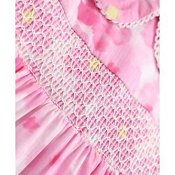 Babyhug Cotton Woven Cap Sleeves Floral Printed Smocked Frock - Pink