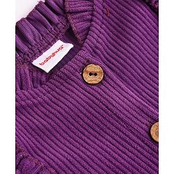 Babyhug Corduroy Woven Solid Frock with Full Sleeves in Purple