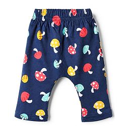 Babyhug Cotton Knit Full Length Diaper Leggings With Heart & Mushroom Print Pack of 3 - Red Pink Navy Blue
