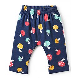 Babyhug Cotton Knit Full Length Diaper Leggings With Heart & Mushroom Print Pack of 3 - Red Pink Navy Blue