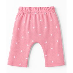 Babyhug Cotton Knit Full Length Diaper Leggings With Heart & Mushroom Print Pack of 3 - Red Pink Navy Blue