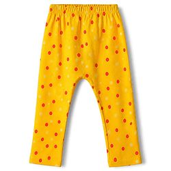 Babyhug Cotton Knit Full Length Diaper Leggings Pack of 3 in Yellow Red Navy Blue