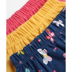 Babyhug Cotton Knit Diaper Leggings With Butterfly Print Pack of 3 in Blue Yellow