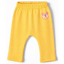 Babyhug Cotton Knit Diaper Leggings With Butterfly Print Pack of 3 in Blue Yellow