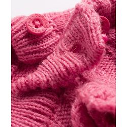 Babyhug Knit Full Sleeves Pullover Sweater With Floral Applique & Cable Knit Design - Pink